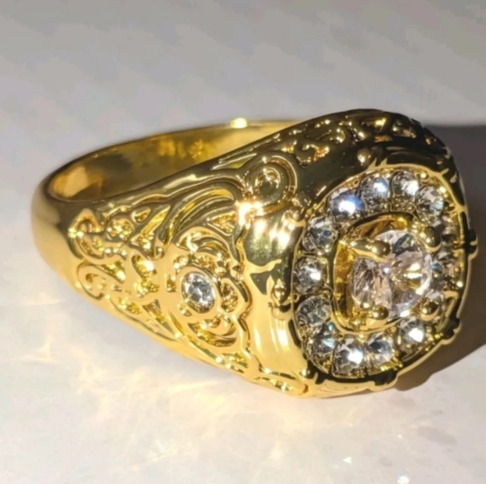 Mens 3ct Oval Cut Moissanite Band Ring 14k Yellow Gold Plated Sz 10